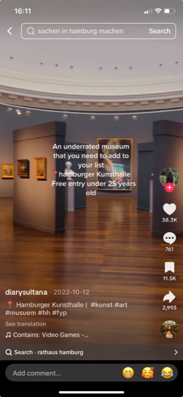 Museum TikTok clip