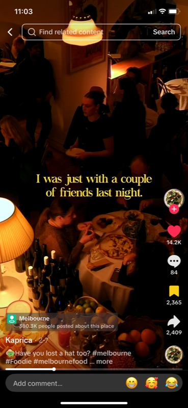 Restaurant friends TikTok clip