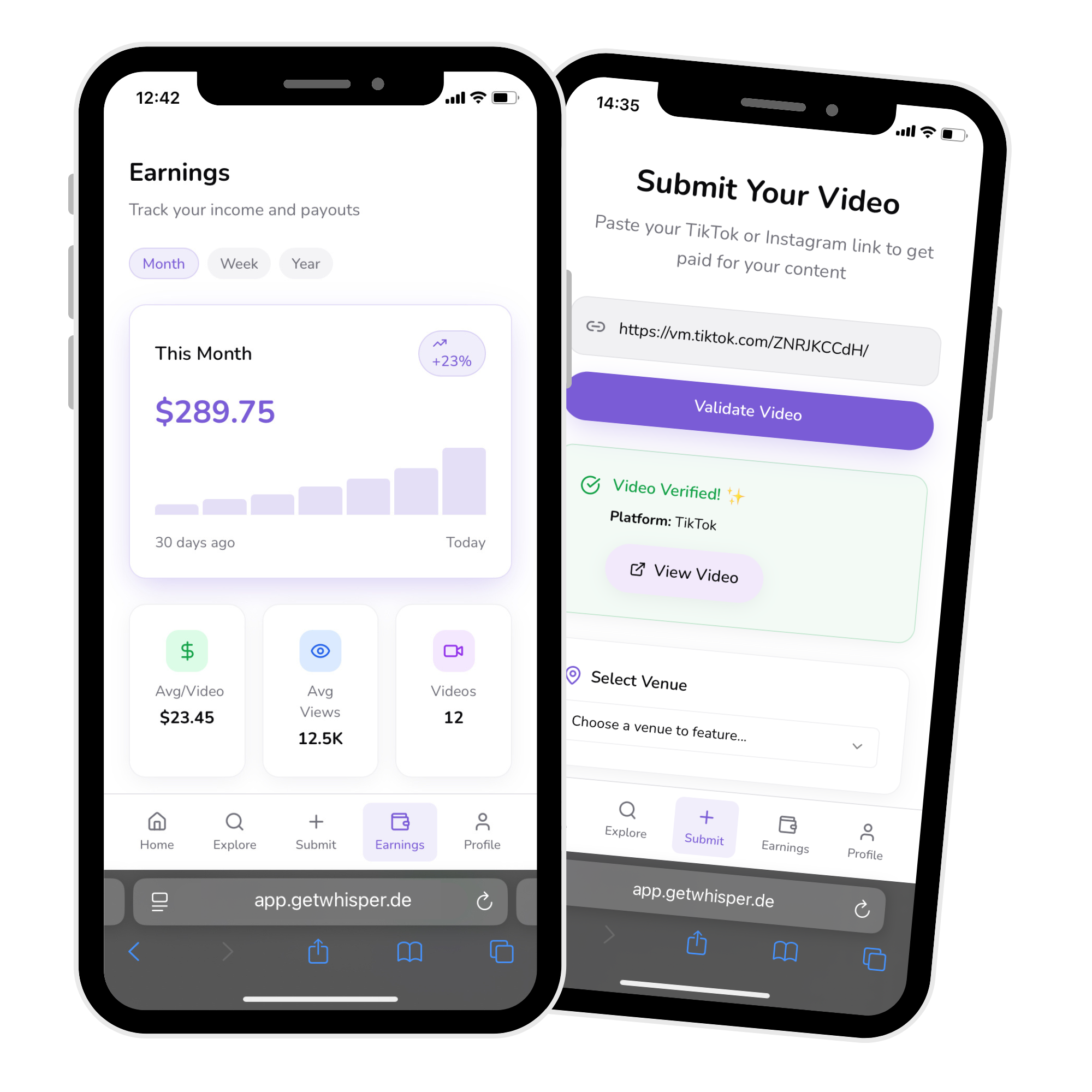 Creator earnings dashboard